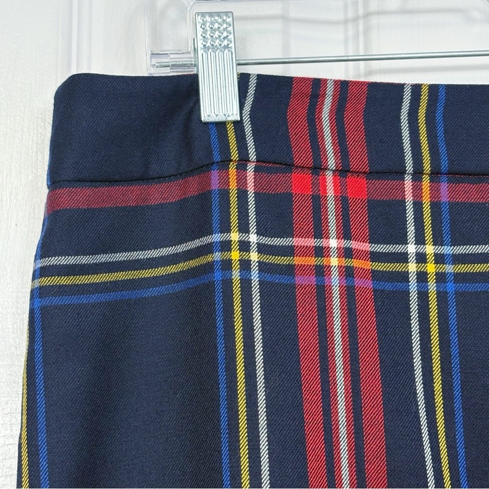 Talbots Preppy Navy Blue & Red Multi Plaid Tartan Wool Mini Skirt 12P - Picture 5 of 15